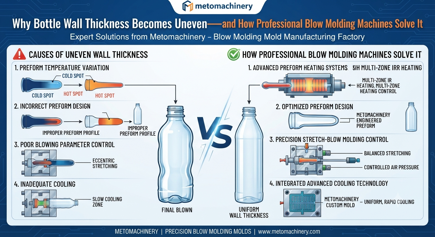 Why Bottle Wall Thickness Becomes Uneven—and How Professional Blow Molding Machines Solve It