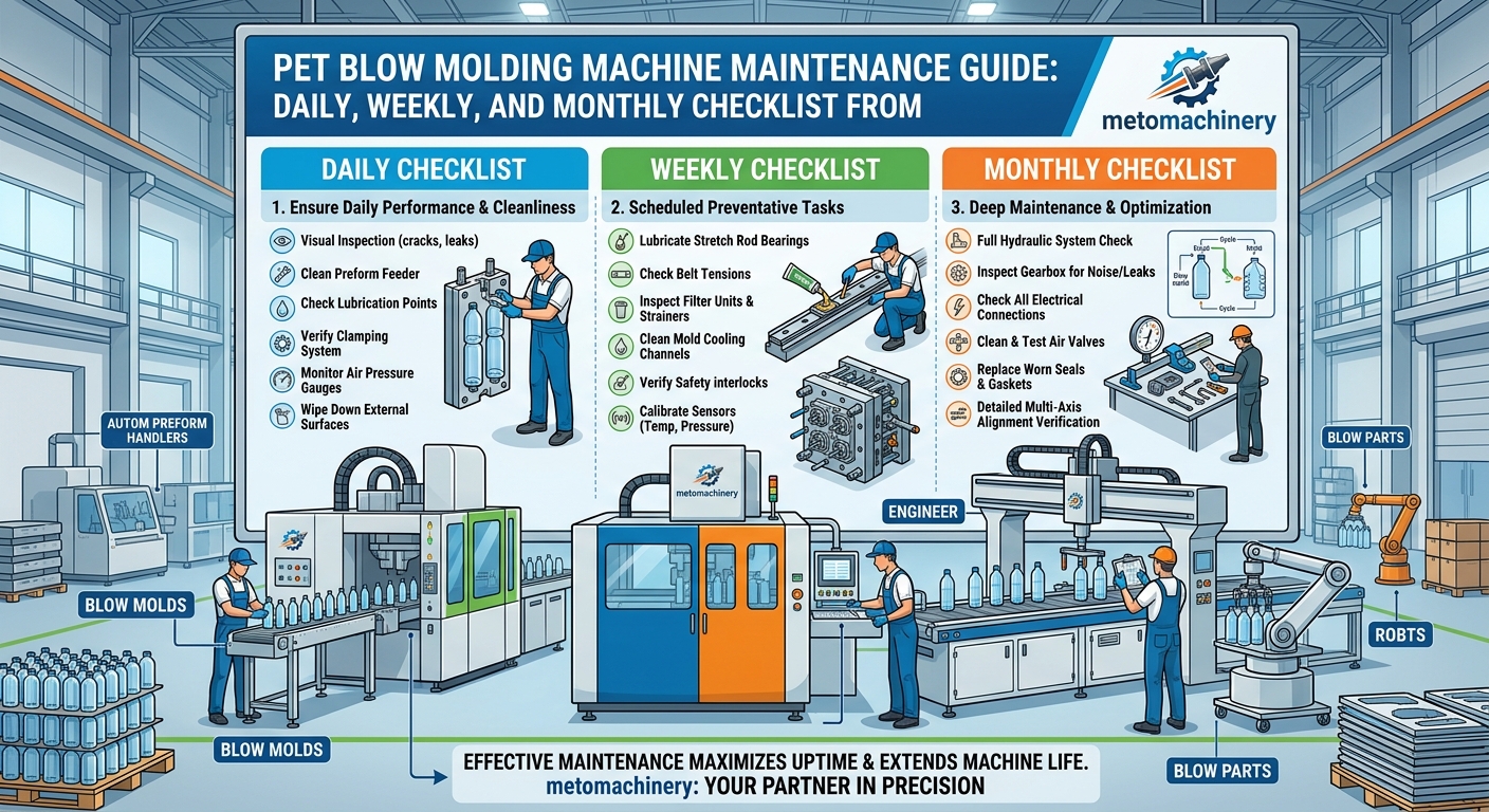 PET Blow Molding Machine Maintenance Guide: Daily, Weekly, and Monthly Checklist